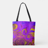Neon Lila rosa gelbe abstrakte Gestaltung Tasche (Rückseite)