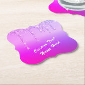 Neon Lila rosa Glitzer Benutzerdefinierte Text-Unt Untersetzer (angewinkelt)