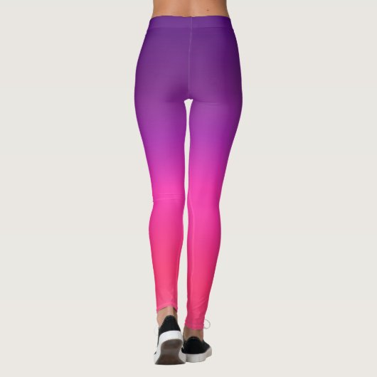 Neon-Lila-rosa-ombre-abstraktes Design Leggings (Rückseite)