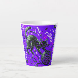 Neon Lila Schwarze Katze Milchtasse