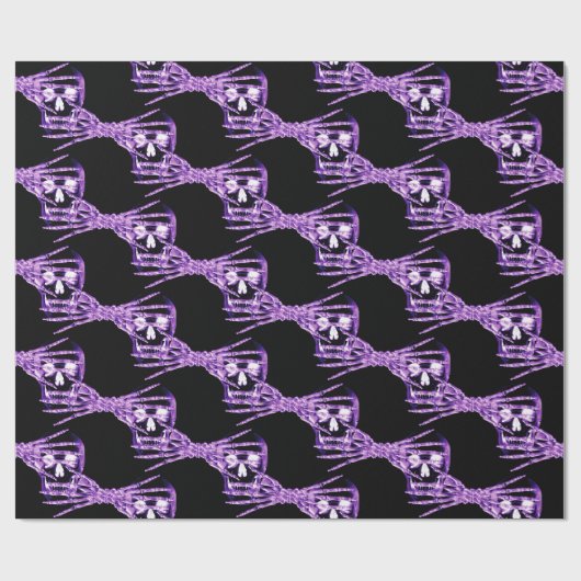 Neon lila Skelettverpackung Geschenkpapier (Flach)