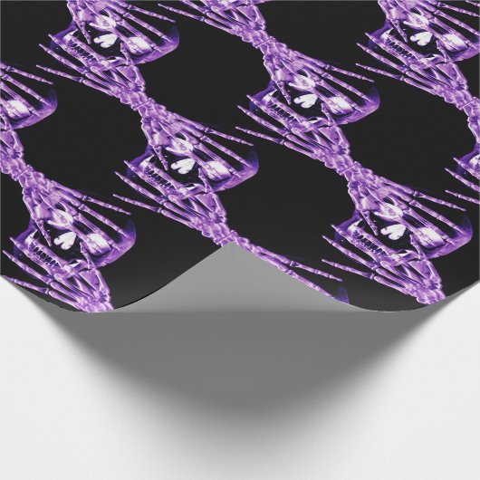 Neon lila Skelettverpackung Geschenkpapier (Ecke)