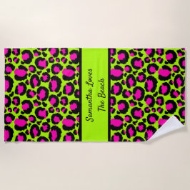 Neon Lila und Grüne Kunst Strandtuch