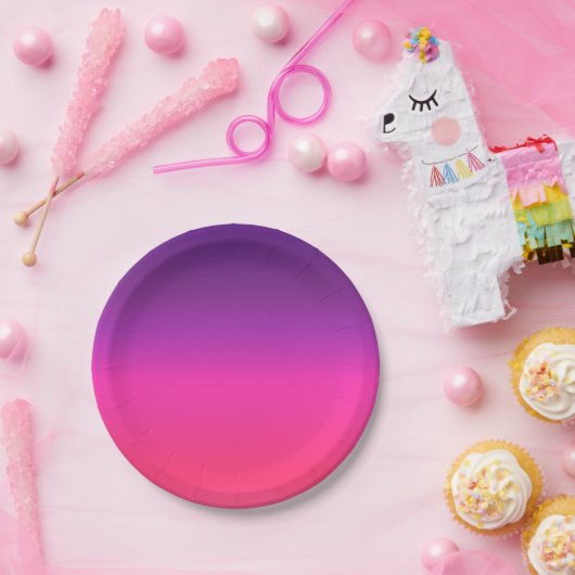 Neon Lila und rosa ombre abstraktes Design Pappteller (Party)