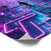 Neon Lila Urban Maze - Dystopian City Labyrinth Poster (Ecke)