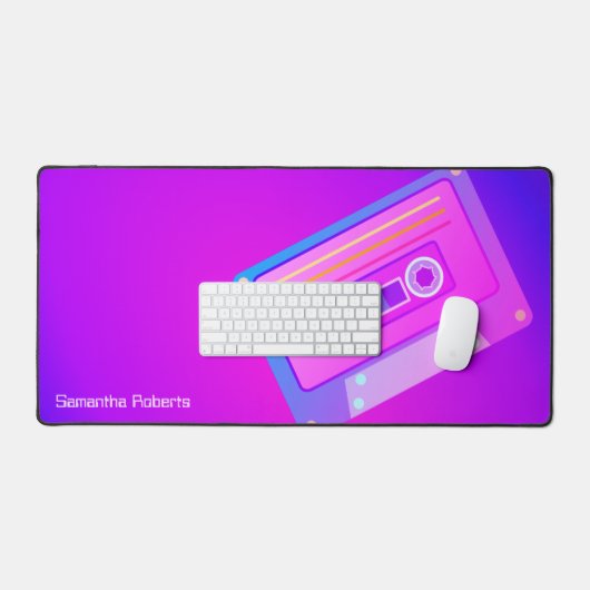 Neon Lila Vaporwave Ästhetik 90er Individuelle Nam Schreibtischunterlage (Tastatur & Maus)