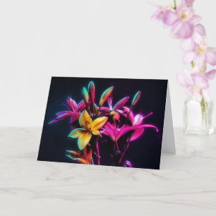 Neon-Liliengarten-Kunstnotizkarte Karte