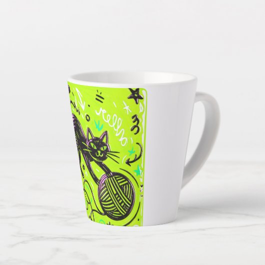 Neon Lime Black Cat Milchtasse (Rechte Ecke)