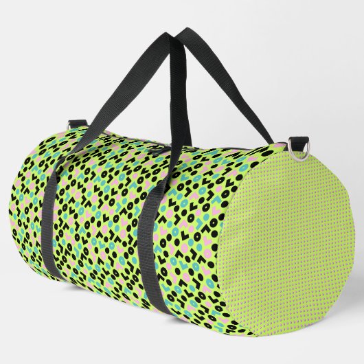 NEON LIME GREEN BLUE BLACK PINK PATTERN DUFFLE BAG (Linke Ecke)
