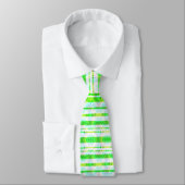 Neon Lime Green Striped Neck Tie Krawatte (Gebunden)