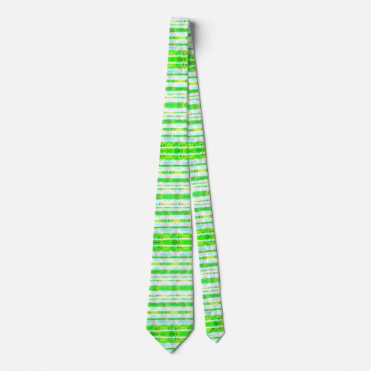 Neon Lime Green Striped Neck Tie Krawatte (Vorderseite)