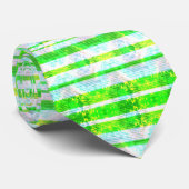 Neon Lime Green Striped Neck Tie Krawatte (Gerollt)