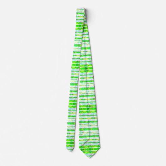 Neon Lime Green Striped Neck Tie Krawatte (Rückseite)