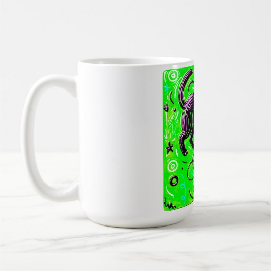Neon Lime Kitten Art Kaffeetasse (Links)