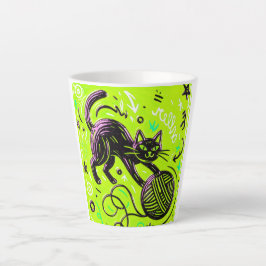 Neon-Limette-Schwarze Katze Milchtasse