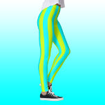 Neon Limon Gelb und Neon Cyan Cool Streifen Leggings<br><div class="desc">Neon Limon Gelb und Neon Cyan Cool Vintag Streifen</div>