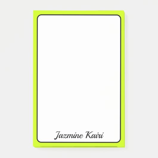 Neon Limon Gelbe Grenze Beruflich Einfache Bezeich Post-it Klebezettel (Vorderseite)