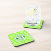 Neon Limon Owls Personalisiert Monogramm Getränkeuntersetzer (Rechte Seite)