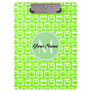 Neon Limon Owls Personalisiert Monogramm Klemmbrett