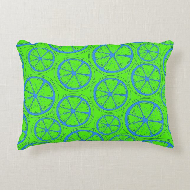 Neon-Limonenscheibe Boho Chic Dekokissen (Vorderseite)