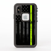 Neon Line Road Workers American Flag iPhone Case (Rückseite)