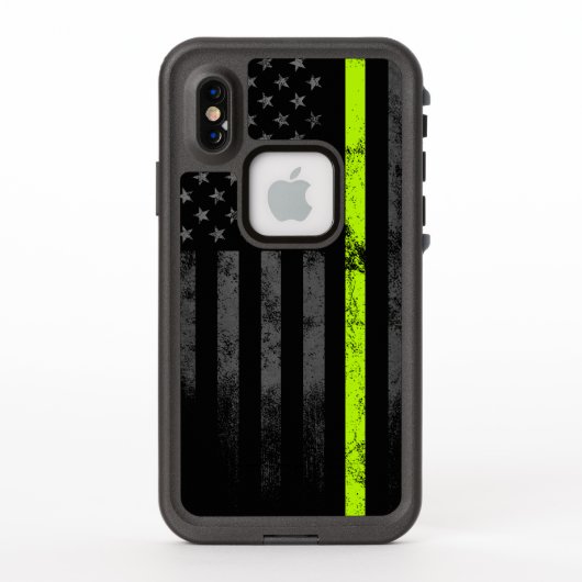 Neon Line Road Workers American Flag iPhone Case (Rückseite)
