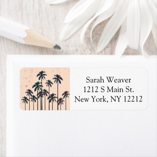 Neon Lined Black Palm Trees on Peach Horizon (Insitu)