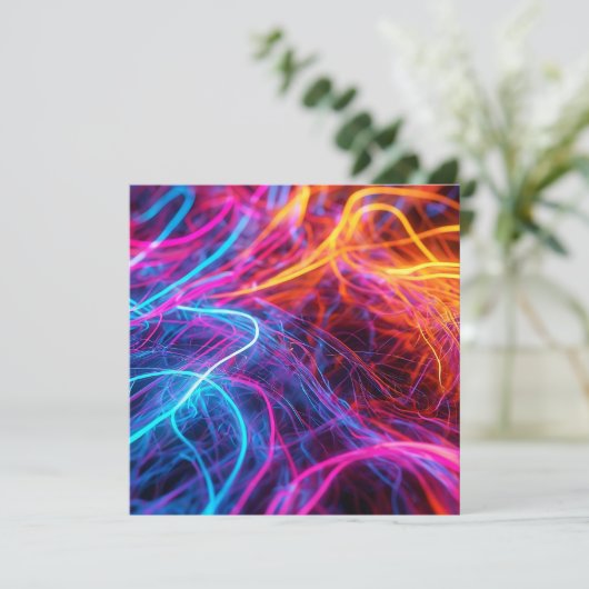 Neon Lines Einladung (Stehend Vorderseite)