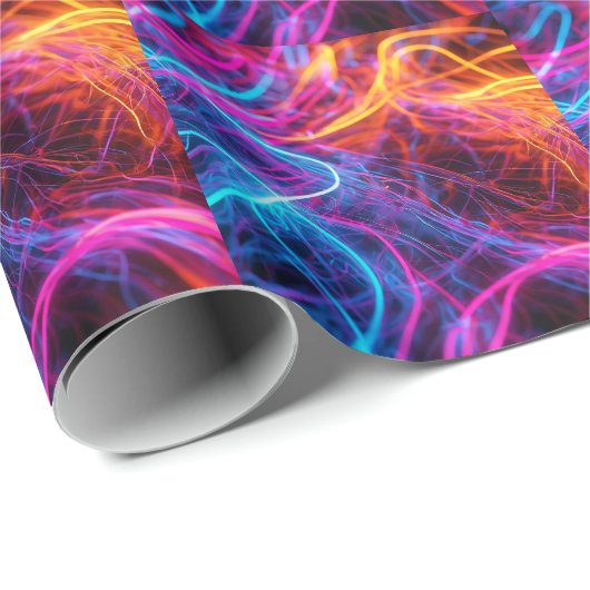 Neon Lines Geschenkpapier (Rolleneckpunkt)
