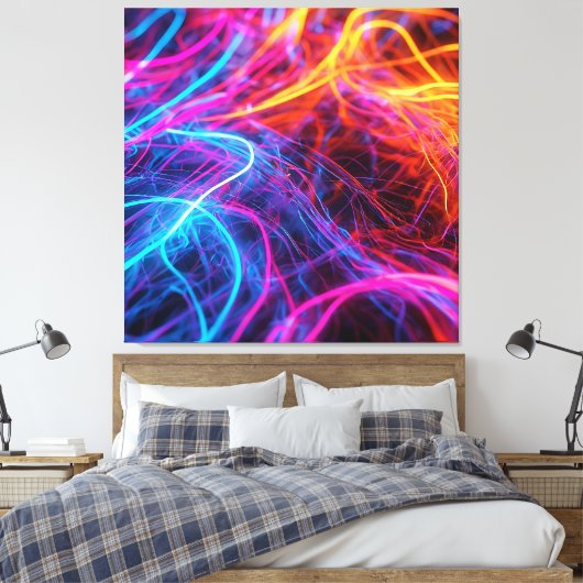 Neon Lines Leinwanddruck (Insitu (Schlafzimmer))