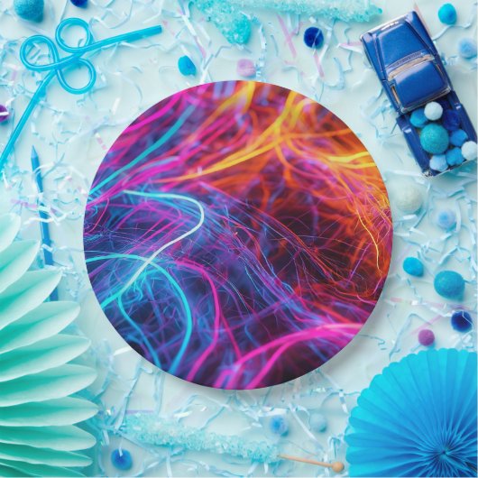 Neon Lines Pappteller (Party)