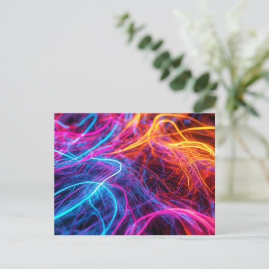 Neon Lines Postkarte (Stehend Vorderseite)