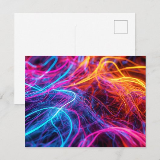 Neon Lines Postkarte (Vorne/Hinten)