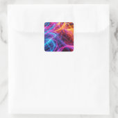 Neon Lines Quadratischer Aufkleber (Tasche)
