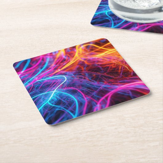 Neon Lines Rechteckiger Pappuntersetzer (angewinkelt)