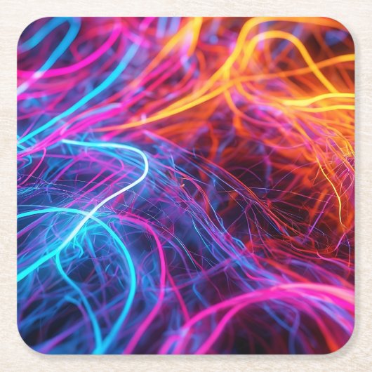 Neon Lines Rechteckiger Pappuntersetzer (Vorderseite)