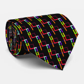Neon Lines Red Yellow Orange Lila Black Pattern Krawatte (Gerollt)