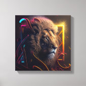 Neon Lion - Motivierend Graffiti-Stil Leinwanddruck (Vorderseite)