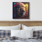 Neon Lion - Motivierend Graffiti-Stil Leinwanddruck (Insitu (Schlafzimmer))