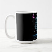 Neon Lion Synthwave - Retro King Predator Kaffeetasse (Links)