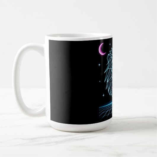 Neon Lion Synthwave - Retro King Predator Kaffeetasse (Links)