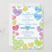 Neon Little Sweetheart Themed Boy Baby Dusche Einladung (Vorderseite)