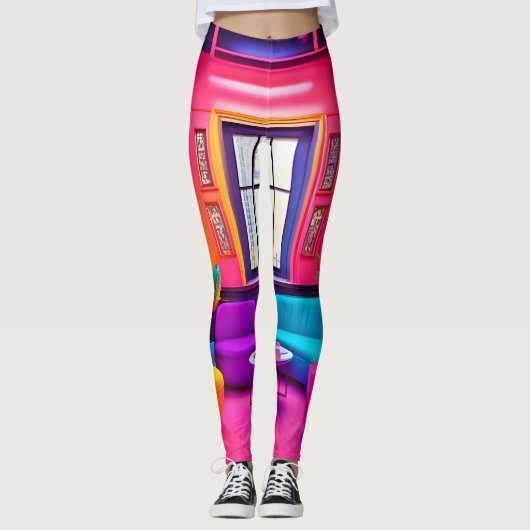 Neon Living Room kühne Farben Leggings (Vorderseite)