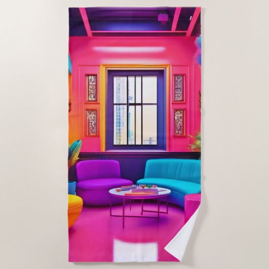Neon Living Room kühne Farben Strandtuch (Vorderseite)