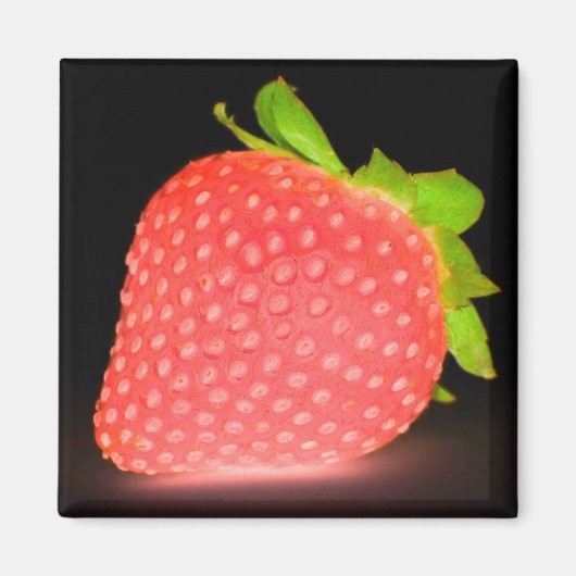 Neon Look Red Erdbeeren schwarzer Magnet (Vorne)