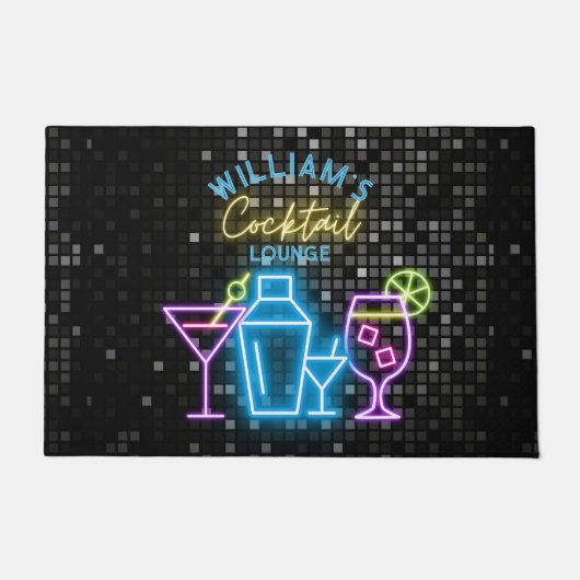 Neon Look Retro Cocktail Lounge Bar Fußmatte (Vorderseite)