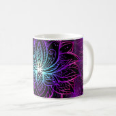 Neon Lotus Blume Boho Print Kaffeetasse (VorderseiteRechts)