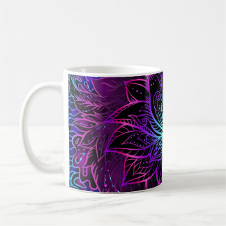 Neon Lotus Blume Boho Print Kaffeetasse