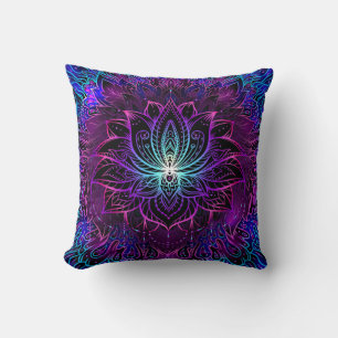 Neon Lotus Blume Boho Print Kissen