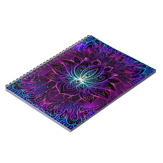Neon Lotus Blume Boho Print Notizblock (Linke Seite)